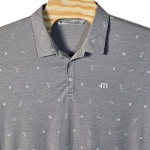 Travis Mathew Men's Gray Parrot Party All‎ Over Print Golf Polo Pima Shirt XL